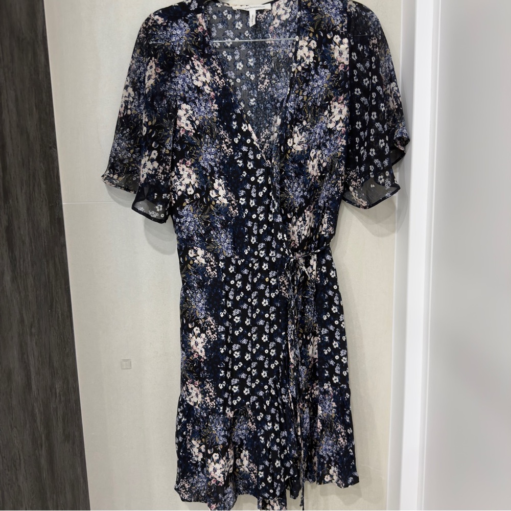 BCBGeneration Navy Floral Wrap Mini Dress